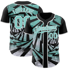 Load image into Gallery viewer, Custom Black Ice Blue-White Lightning Gradient Dot Authentic Baseball Jersey