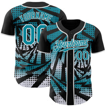 Laden Sie das Bild in den Galerie-Viewer, Custom Black Teal-White Lightning Gradient Dot Authentic Baseball Jersey