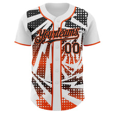 Laden Sie das Bild in den Galerie-Viewer, Custom White Black-Orange Lightning Gradient Dot Authentic Baseball Jersey