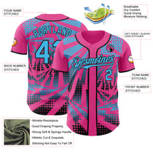 Laden Sie das Bild in den Galerie-Viewer, Custom Pink Sky Blue-Black Lightning Gradient Dot Authentic Baseball Jersey