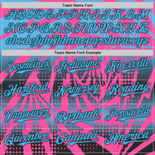 Laden Sie das Bild in den Galerie-Viewer, Custom Pink Sky Blue-Black Lightning Gradient Dot Authentic Baseball Jersey