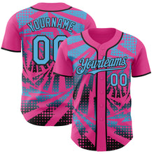 Laden Sie das Bild in den Galerie-Viewer, Custom Pink Sky Blue-Black Lightning Gradient Dot Authentic Baseball Jersey