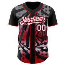 Laden Sie das Bild in den Galerie-Viewer, Custom Black White-Red Lightning Gradient Dot Authentic Baseball Jersey