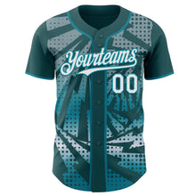 Laden Sie das Bild in den Galerie-Viewer, Custom Midnight Green White-Teal Lightning Gradient Dot Authentic Baseball Jersey
