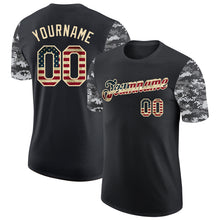 Загрузить изображение в средство просмотра галереи, Custom Black Vintage USA Flag-Cream Camo Two Tone Performance T-Shirt