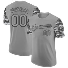Load image into Gallery viewer, Custom Gray-Black Camo Two Tone Performance T-Shirt