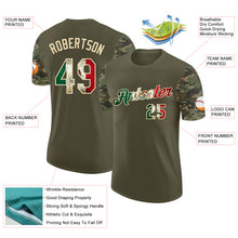 Load image into Gallery viewer, Custom Olive Vintage Mexican Flag-Cream Camo Two Tone Performance T-Shirt