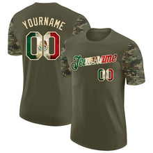 Load image into Gallery viewer, Custom Olive Vintage Mexican Flag-Cream Camo Two Tone Performance T-Shirt