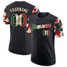 Load image into Gallery viewer, Custom Black Vintage Mexican Flag-Cream Camo Two Tone Performance T-Shirt