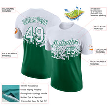 Charger l'image dans la galerie, Custom White-Kelly Green Fade Geometric Splatter Fragmented Shards Performance T-Shirt