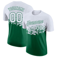 Charger l'image dans la galerie, Custom White-Kelly Green Fade Geometric Splatter Fragmented Shards Performance T-Shirt