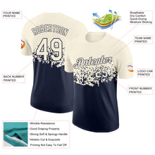 Load image into Gallery viewer, Custom Cream-Navy Fade Geometric Splatter Fragmented Shards Performance T-Shirt