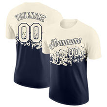 Load image into Gallery viewer, Custom Cream-Navy Fade Geometric Splatter Fragmented Shards Performance T-Shirt