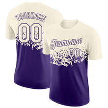 Load image into Gallery viewer, Custom Cream-Purple Fade Geometric Splatter Fragmented Shards Performance T-Shirt