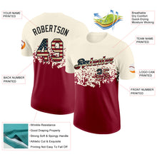 Загрузить изображение в средство просмотра галереи, Custom Cream Vintage USA Flag Crimson-Black Fade Geometric Splatter Fragmented Shards Performance T-Shirt