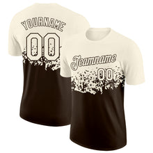 Load image into Gallery viewer, Custom Cream-Brown Fade Geometric Splatter Fragmented Shards Performance T-Shirt