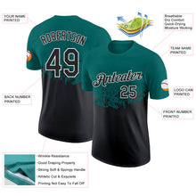 Load image into Gallery viewer, Custom Teal Black-White Fade Geometric Splatter Fragmented Shards Performance T-Shirt