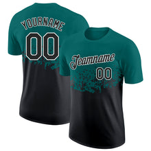 Load image into Gallery viewer, Custom Teal Black-White Fade Geometric Splatter Fragmented Shards Performance T-Shirt