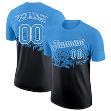 Load image into Gallery viewer, Custom Light Blue Black-White Fade Geometric Splatter Fragmented Shards Performance T-Shirt