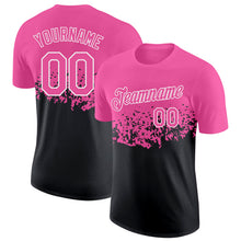 Load image into Gallery viewer, Custom Pink Black-White Fade Geometric Splatter Fragmented Shards Performance T-Shirt