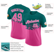 Load image into Gallery viewer, Custom Teal Pink-White Fade Geometric Splatter Fragmented Shards Performance T-Shirt