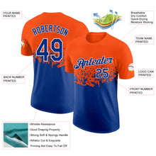 Load image into Gallery viewer, Custom Orange Royal-White Fade Geometric Splatter Fragmented Shards Performance T-Shirt