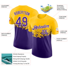 Загрузить изображение в средство просмотра галереи, Custom Yellow Purple-White Fade Geometric Splatter Fragmented Shards Performance T-Shirt