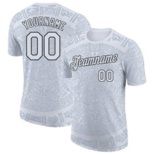 Load image into Gallery viewer, Custom White-Black Tribal Ethnic Aztec Sun Stone 3D Pattern Performance T-Shirt