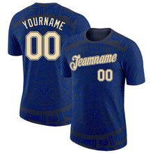 Load image into Gallery viewer, Custom Navy Cream-Royal Tribal Ethnic Aztec Sun Stone 3D Pattern Performance T-Shirt