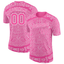 Load image into Gallery viewer, Custom Pink-White Tribal Ethnic Aztec Sun Stone 3D Pattern Performance T-Shirt