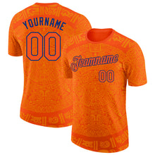 Load image into Gallery viewer, Custom Orange-Royal Tribal Ethnic Aztec Sun Stone 3D Pattern Performance T-Shirt