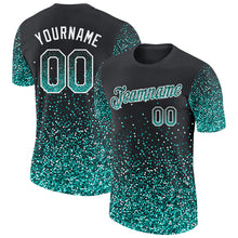 Load image into Gallery viewer, Custom Black Aqua-White Colorful Sparkle Gradient Dots Performance T-Shirt