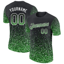 Load image into Gallery viewer, Custom Black Pea Green-White Colorful Sparkle Gradient Dots Performance T-Shirt