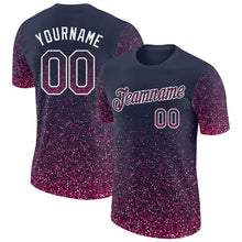 Load image into Gallery viewer, Custom Navy Pink-White Colorful Sparkle Gradient Dots Performance T-Shirt