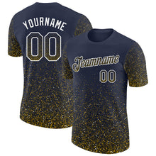 Загрузить изображение в средство просмотра галереи, Custom Navy Yellow-White Colorful Sparkle Gradient Dots Performance T-Shirt