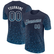 Load image into Gallery viewer, Custom Navy Sky Blue-White Colorful Sparkle Gradient Dots Performance T-Shirt