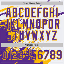 Load image into Gallery viewer, Custom White Purple-Gold Brush Stroke Shatter Splatter Performance T-Shirt