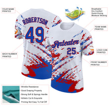 Load image into Gallery viewer, Custom White Thunder Blue-Red Brush Stroke Shatter Splatter Performance T-Shirt