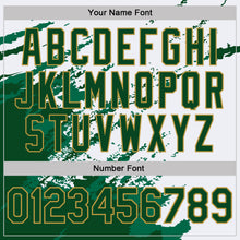 Load image into Gallery viewer, Custom White Green-Old Gold Brush Stroke Shatter Splatter Performance T-Shirt