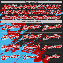 Load image into Gallery viewer, Custom Black Red Sky Blue-White Brush Stroke Shatter Splatter Performance T-Shirt