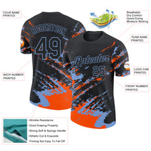 Load image into Gallery viewer, Custom Black Orange-Powder Blue Brush Stroke Shatter Splatter Performance T-Shirt