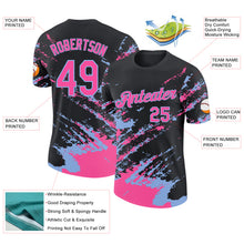 Load image into Gallery viewer, Custom Black Pink-Light Blue Brush Stroke Shatter Splatter Performance T-Shirt