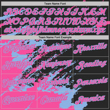 Load image into Gallery viewer, Custom Black Pink-Light Blue Brush Stroke Shatter Splatter Performance T-Shirt