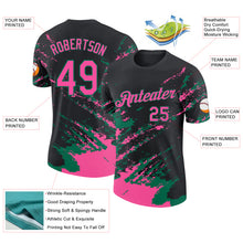 Load image into Gallery viewer, Custom Black Pink-Kelly Green Brush Stroke Shatter Splatter Performance T-Shirt