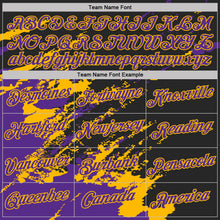 Load image into Gallery viewer, Custom Black Purple-Gold Brush Stroke Shatter Splatter Performance T-Shirt