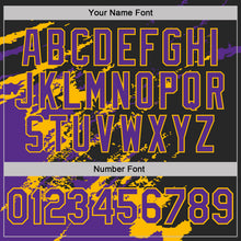 Load image into Gallery viewer, Custom Black Purple-Gold Brush Stroke Shatter Splatter Performance T-Shirt