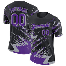 Load image into Gallery viewer, Custom Black Purple-Gray Brush Stroke Shatter Splatter Performance T-Shirt
