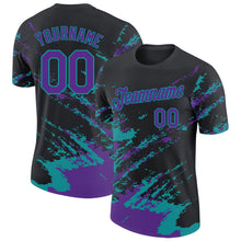 Load image into Gallery viewer, Custom Black Purple-Teal Brush Stroke Shatter Splatter Performance T-Shirt