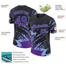Load image into Gallery viewer, Custom Black Purple-Light Blue Brush Stroke Shatter Splatter Performance T-Shirt