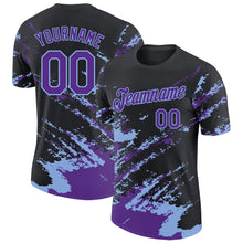 Load image into Gallery viewer, Custom Black Purple-Light Blue Brush Stroke Shatter Splatter Performance T-Shirt